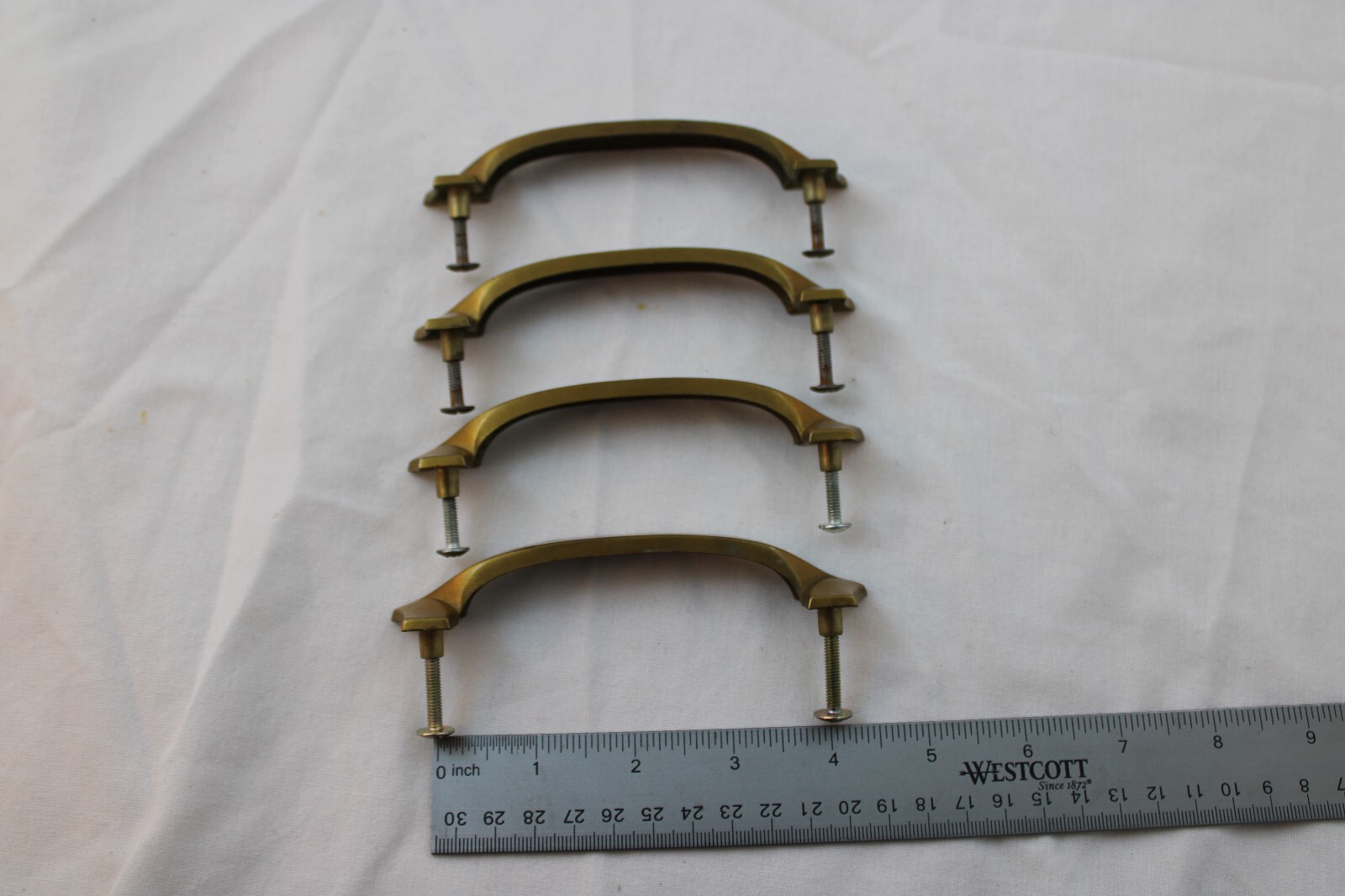 5 Vintage Keeler Brass Co Drawer Pulls Cabinet Handles MCM 7641 (4) & 7642 (1)