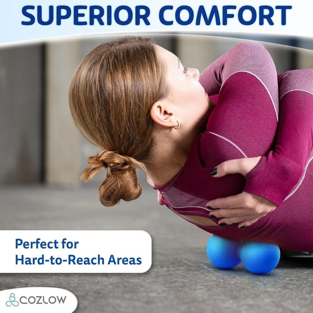 Double Lacrosse Massage Ball - Cobalt Blue - Peanut Trigger Point Roller for ...