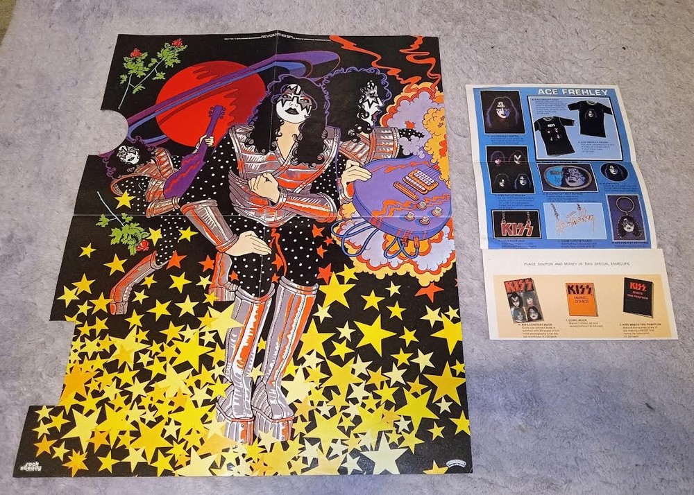 SUPER-RARE! ACE FREHLEY KISS 1978 Solo Album LP Poster & Merch Sheet!  Aucoin