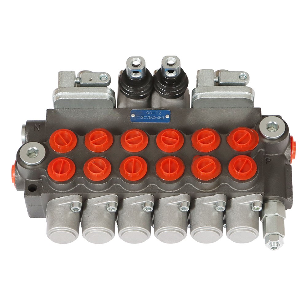 Hydraulic Backhoe 11 GPM Directional Control Valve 6 Spool With 2 Joysticks