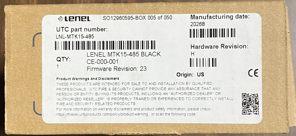 LENEL MTK15-485 Multi-Technology Single Gang Reader - Black