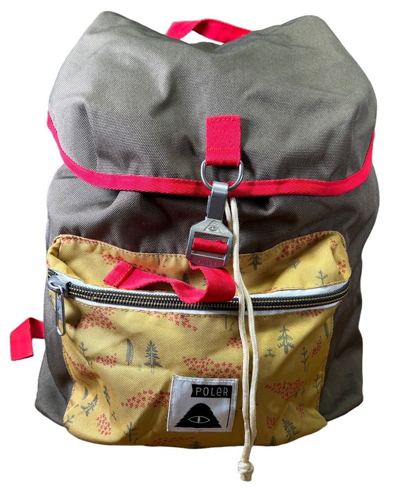 Poler Canvas Drawstring Soft Backpack Camping Hicking Large  18 X 15”