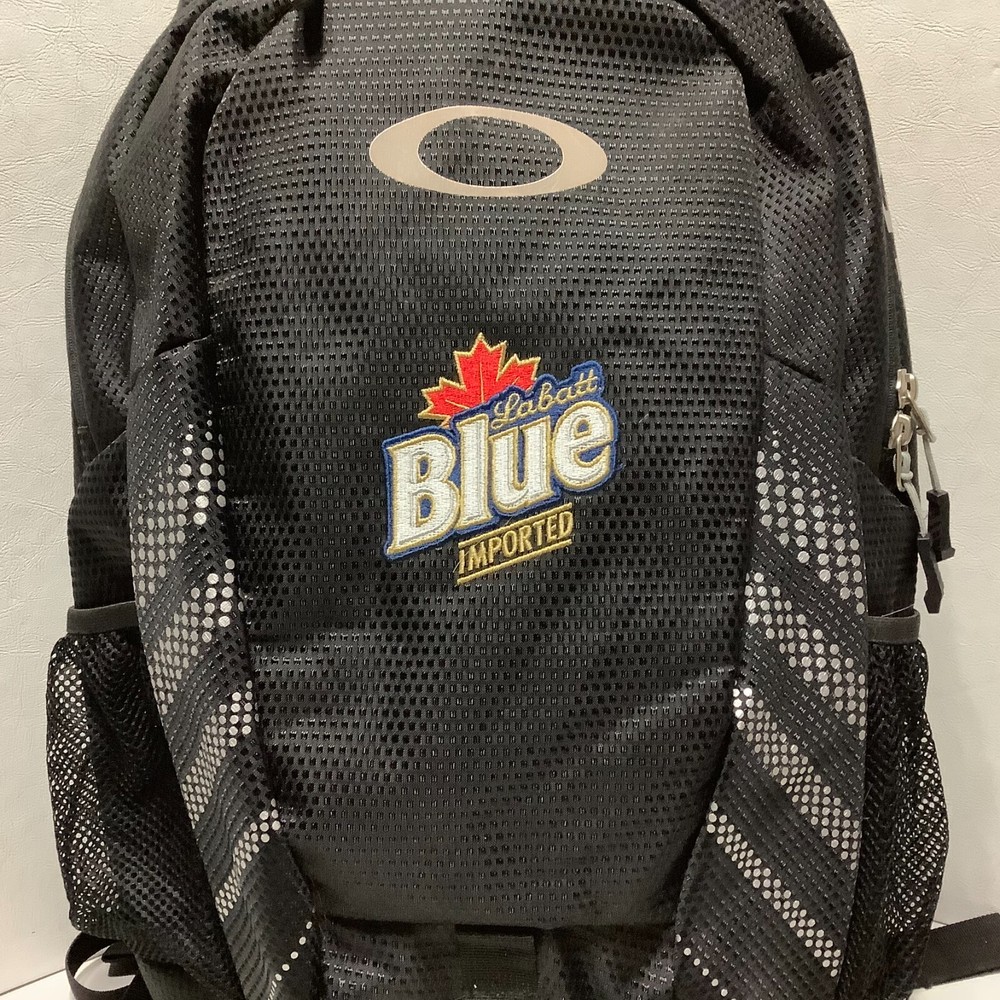 Oakley #92604 Backpack Black Labatt Blue Imported Embordered Front 18" x 12"