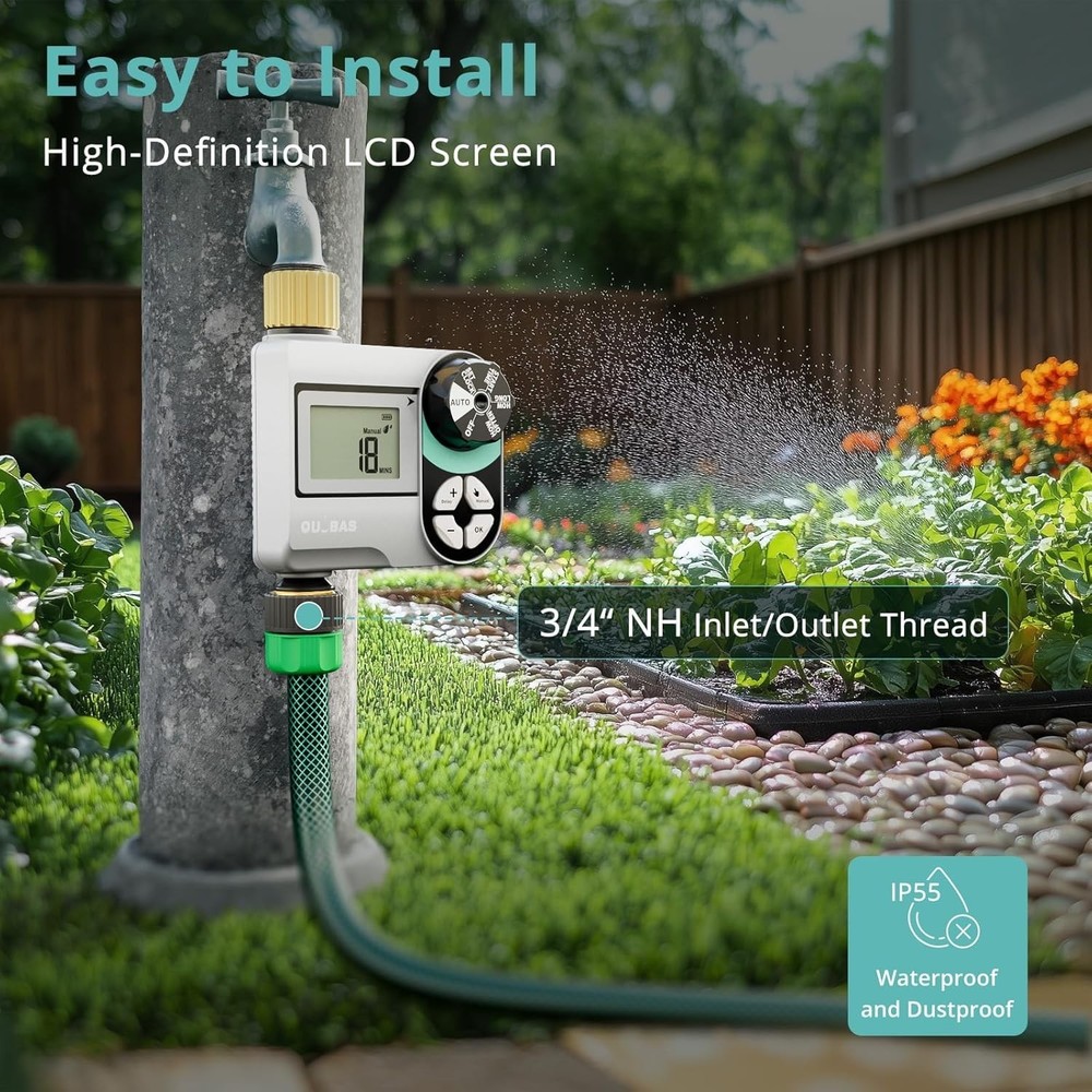 Brass Water Timer - Programmable Garden Hose Faucet Controller - Waterproof L...