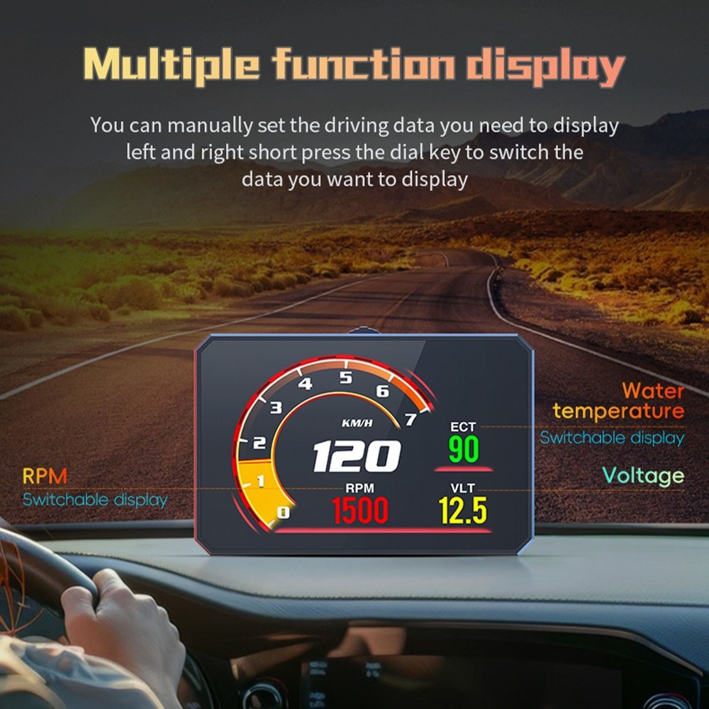 OBD2 Car HUD Head Up Display Speedometer Overspeed Fault Code Reader Scanner