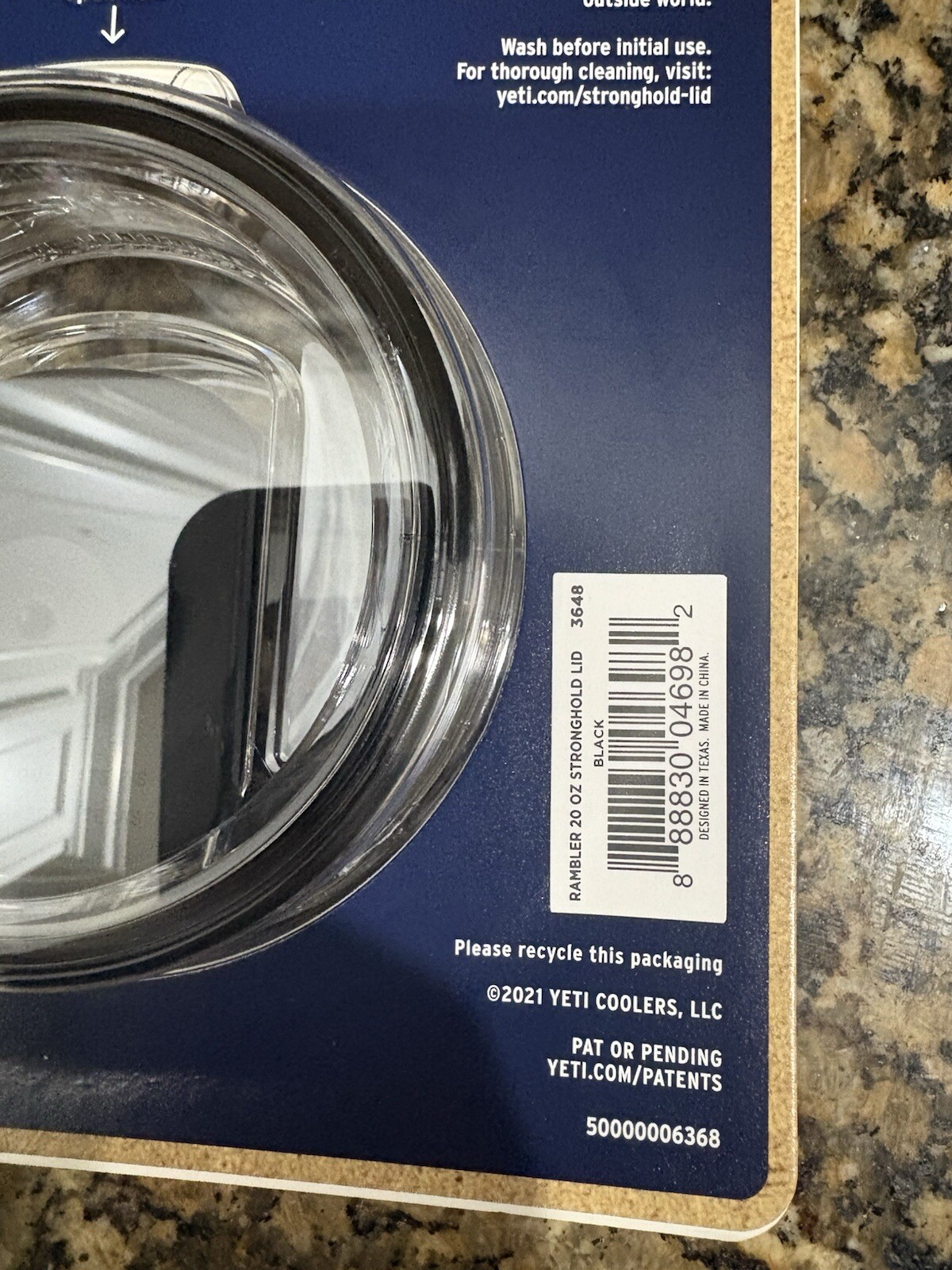 Yeti Rambler Stronghold Black/Clear Lid (Only Fits Rambler 20 oz Travel Mug) NEW