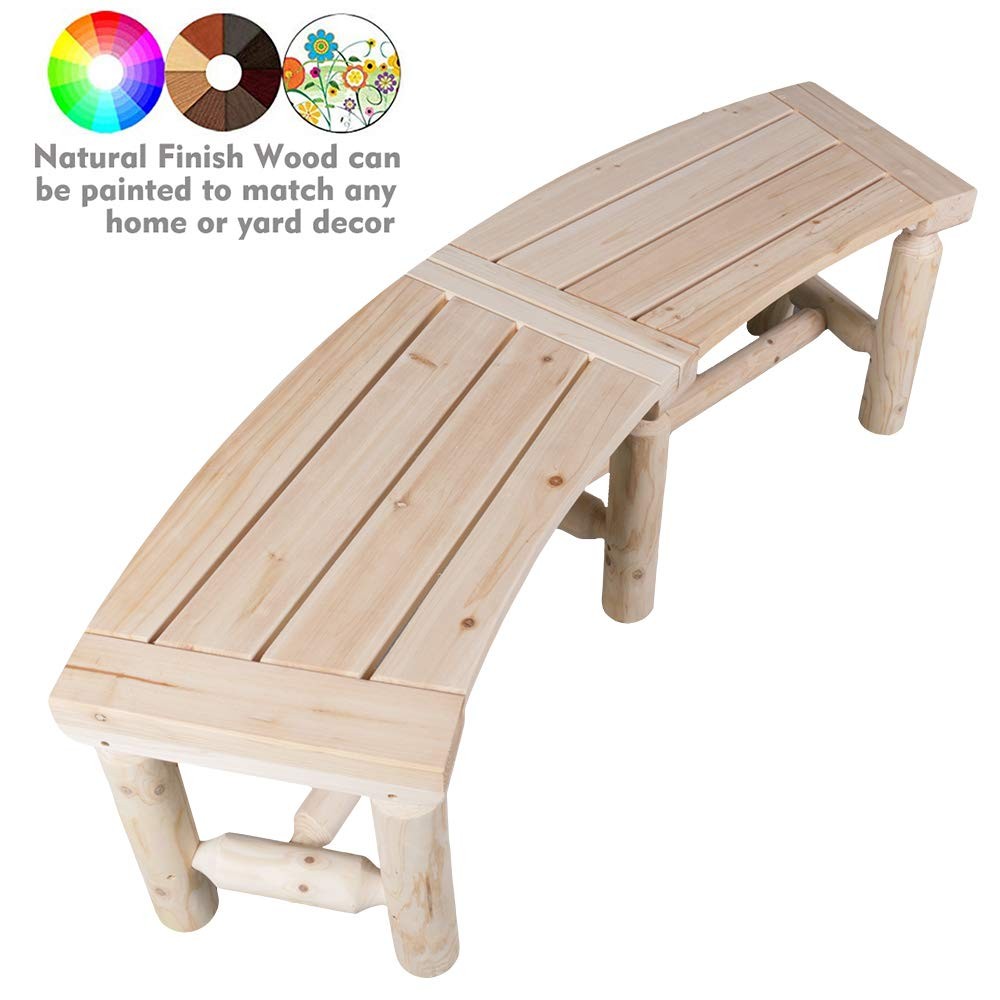 Kdgarden Curved Fire Pit Bench - Solid Wood Backless 1 Pack, Patio