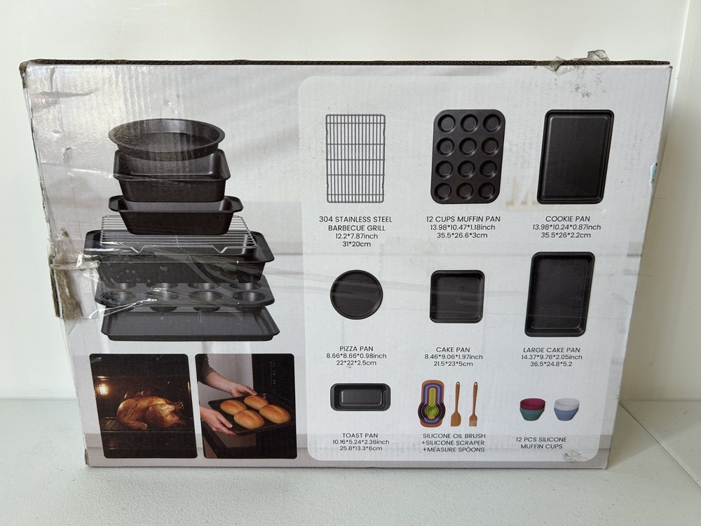 KIKCOIN 22 PCS Nonstick Stackable Bakeware Baking Pans Set NEW