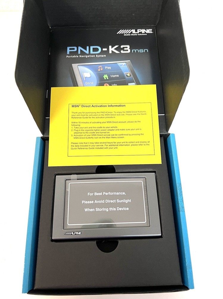 Alpine Electronics PND-K3 MSN Direct Portable Navigation System GPS NEW
