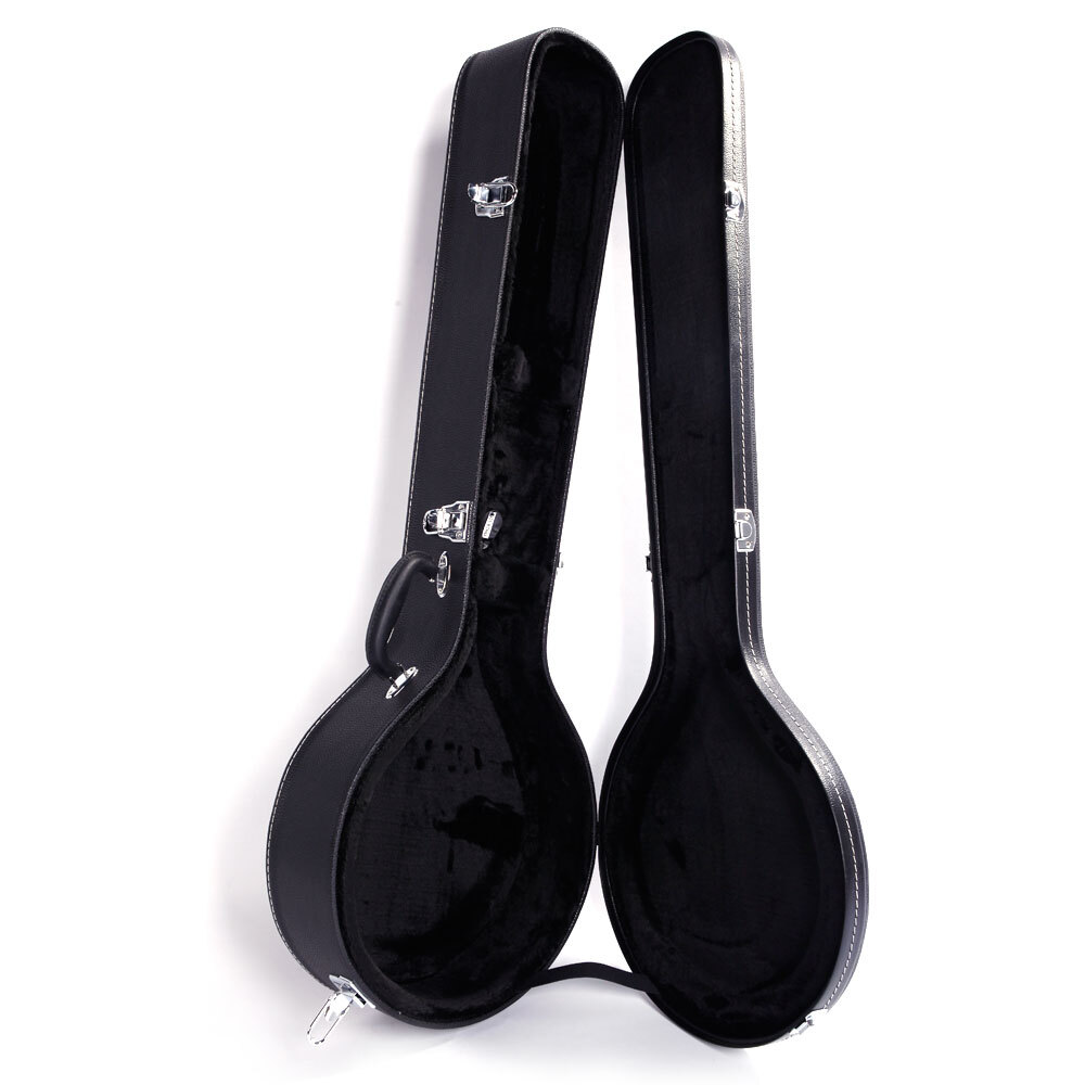 5-String 6-String Microgroove Pattern Leather Wood Banjos Case Black NEW -