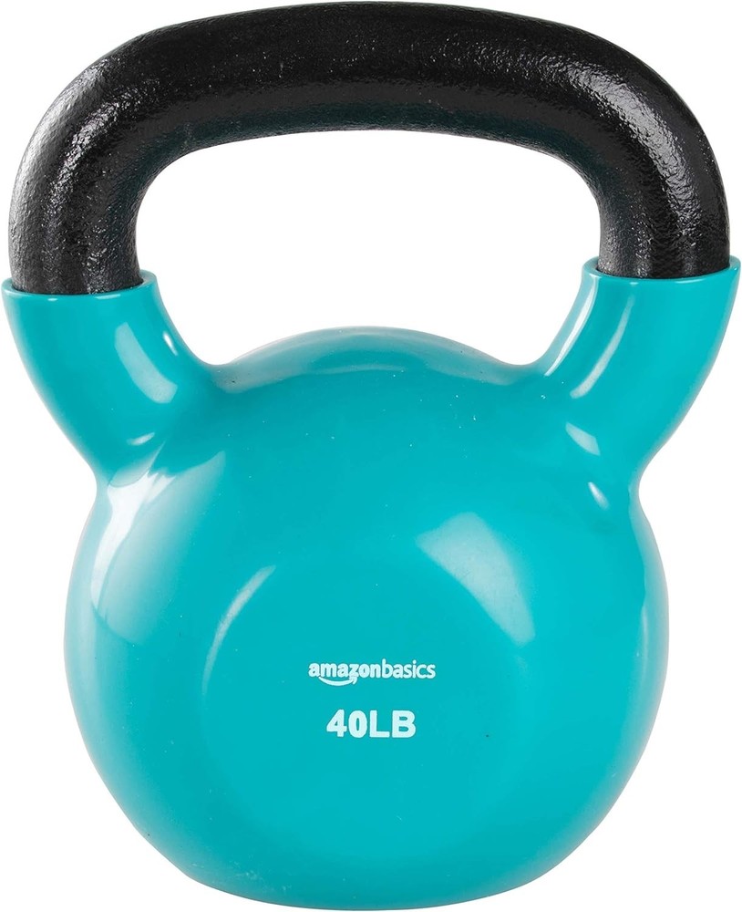 Color Coded Vinyl Kettlebell for Strength Training Weight Lifting Exercises