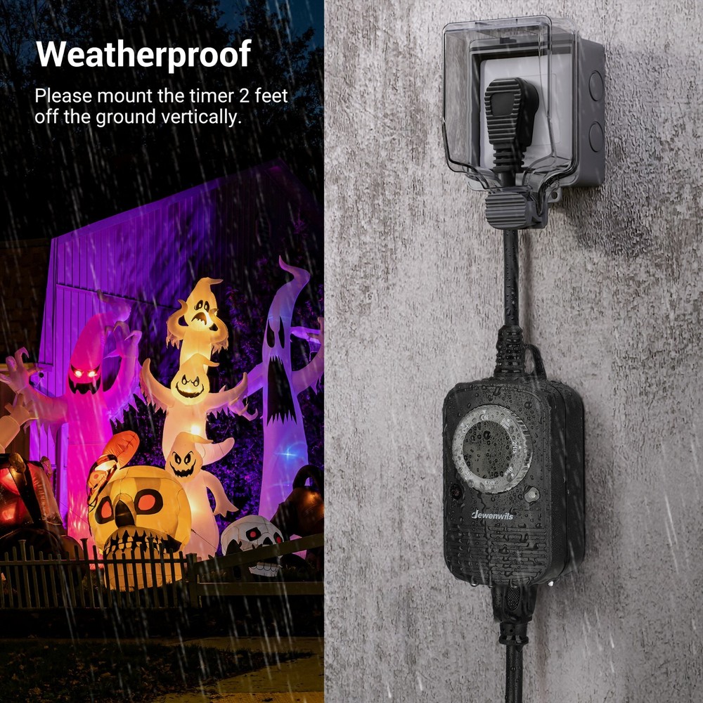 DEWENWILS 2 Pack Light Sensor Countdown Timer Outlets Plug in Outdoor Timer