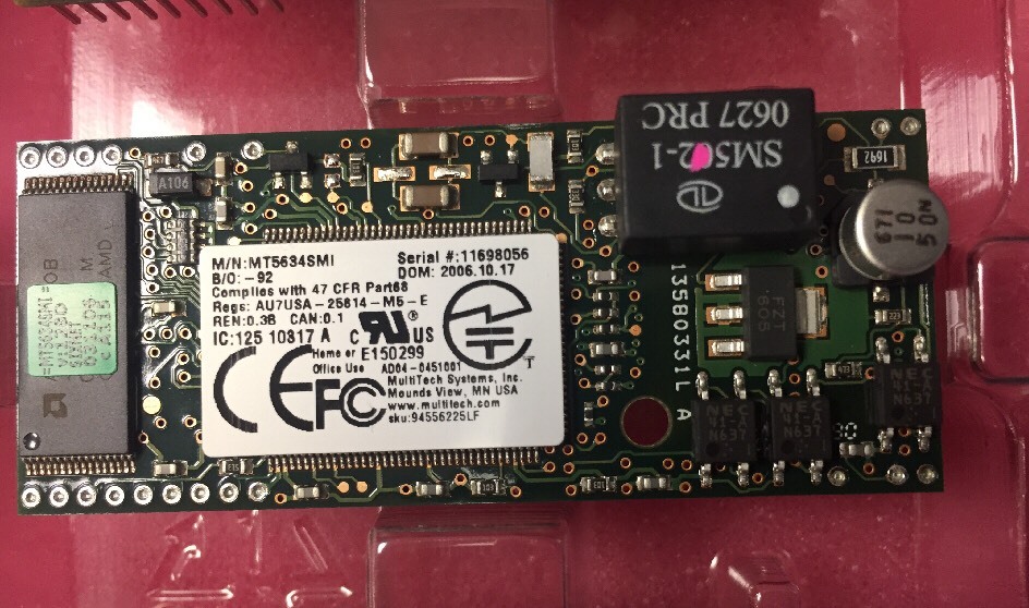 MultiTech Embedded Dial-up Socket Modem MT5634SMI-92  MT5634SMI