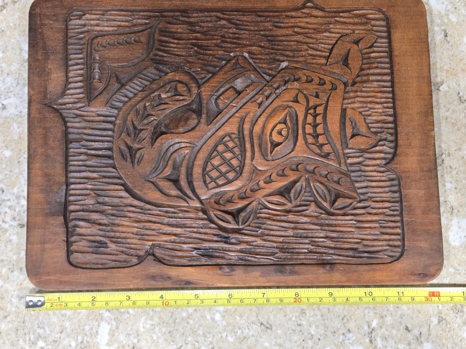 Vintage Cedar Wood Carving Wall Plaque By S J Aboriginal Salish
