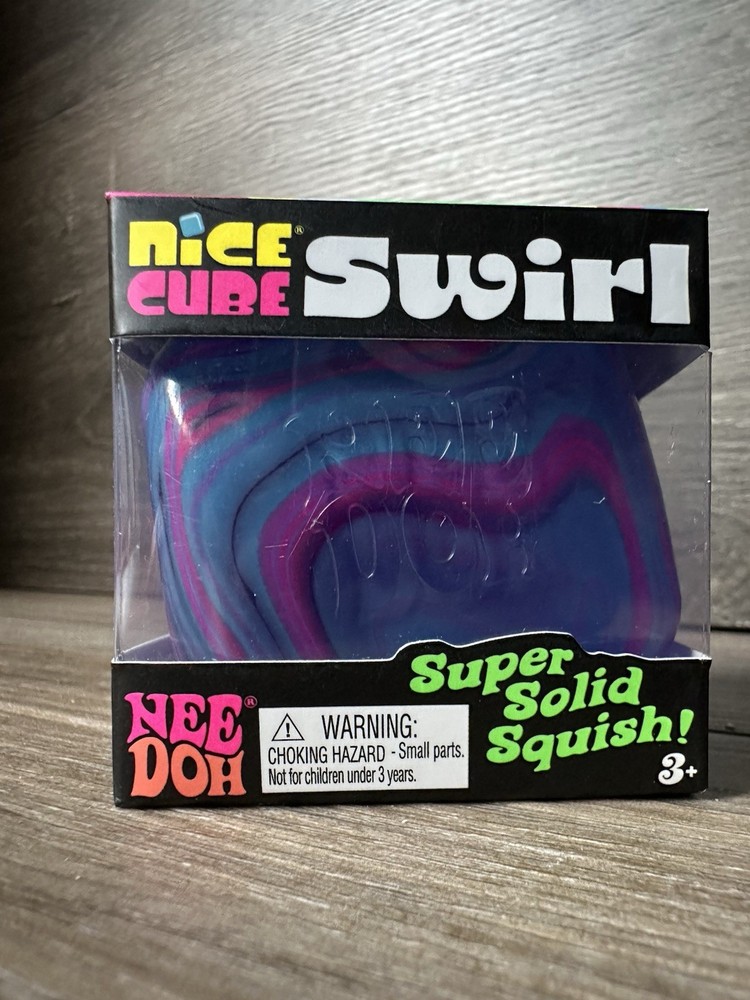 BLUE PURPLE PINK Schylling NeeDoh Nice Cube Swirl. Super Solid Squish AUTHENTIC