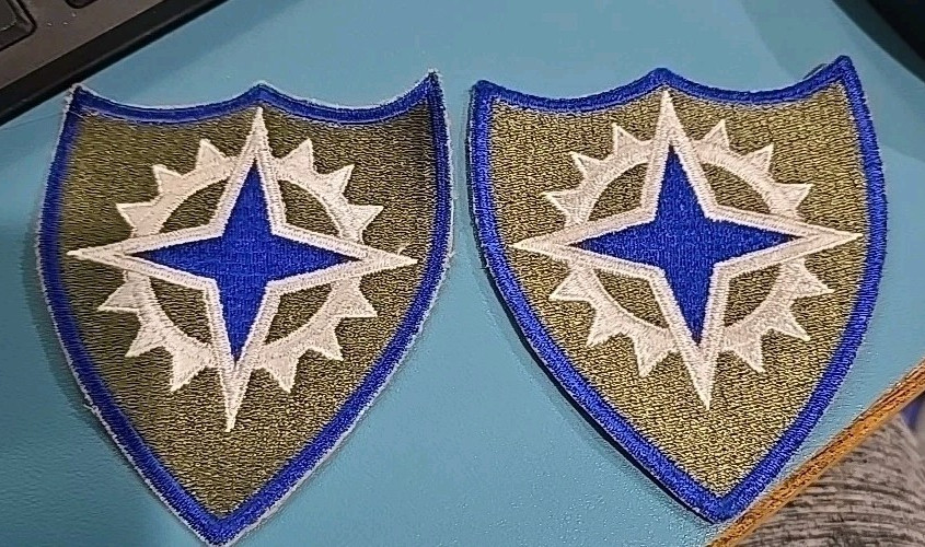 2-US 16th Army Corps Patch-Cut Edge-Snow Back-Original WW-II-2 Patch's*