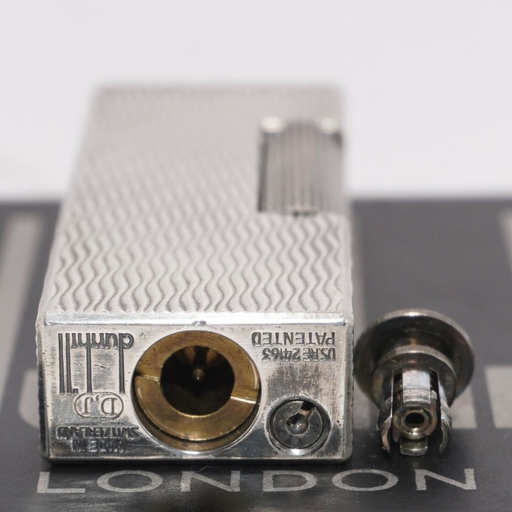 Dunhill Rollagas Lighter Silver WAV Pattern-Ultrasonically cleaned_Working