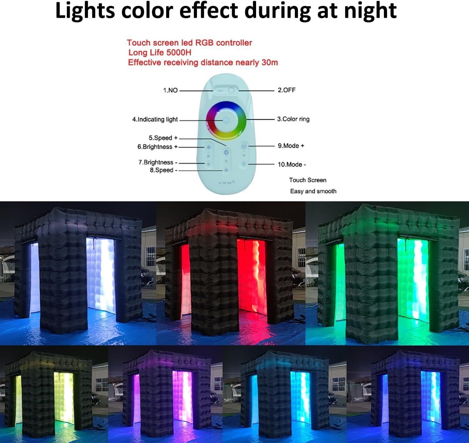 LED 360 2 Doors Photo Booth Enclosure Inflatable Backdrop Inflatable Photo Booth