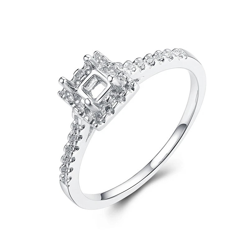Semi Mount Blank Ring Square 4mm 925 Sterling Silver For Her