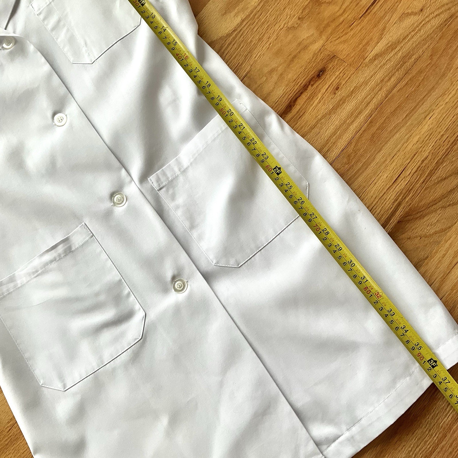 Natural Uniforms Doctor Medical Lab Coat White Long, Collared, Button-Up Size L