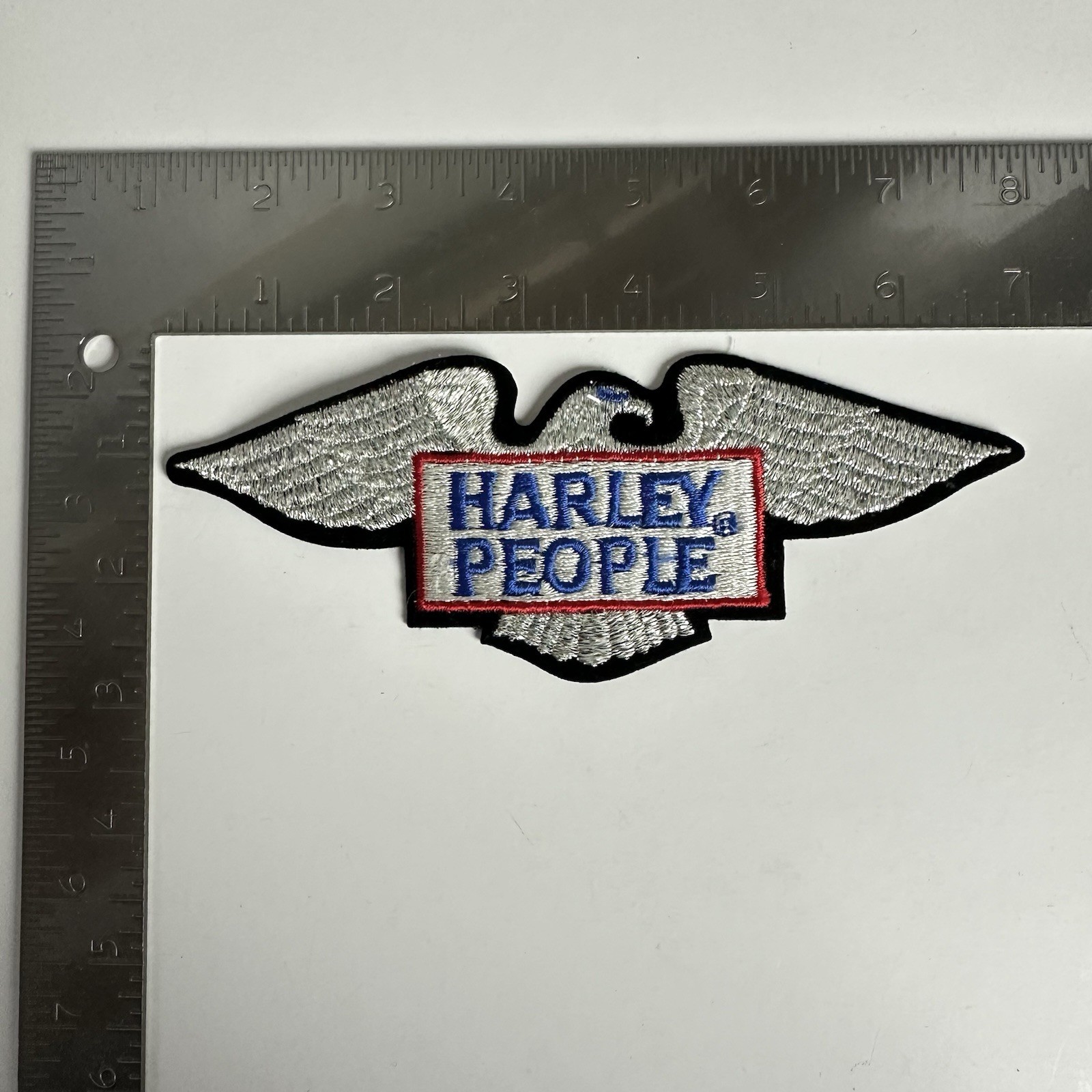 Vintage Harley People Harley Davidson Silver Eagle Embroidered Patch 7”