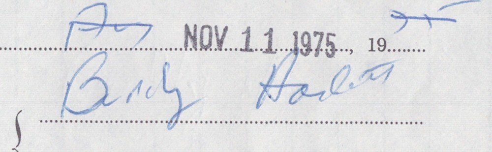 BUDDY HACKETT - DOCUMENT SIGNED 11/11/1975