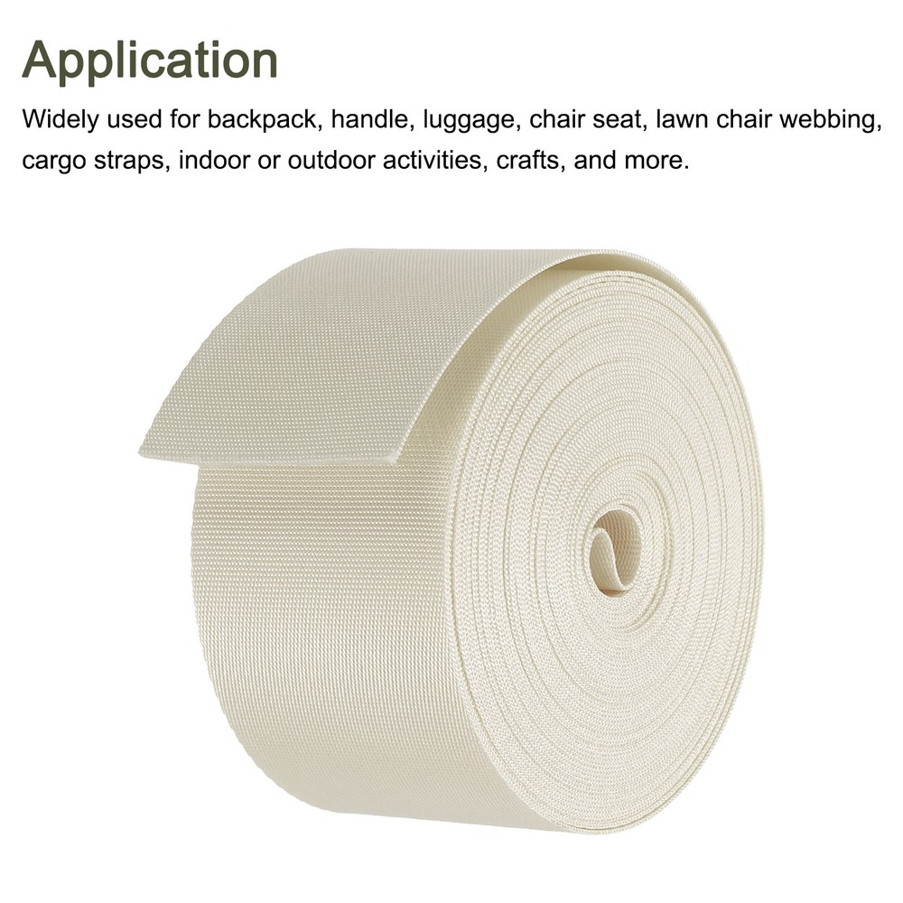 Flat Nylon Webbing Strap 2 Inch 10 Yards Milky White for Backpack