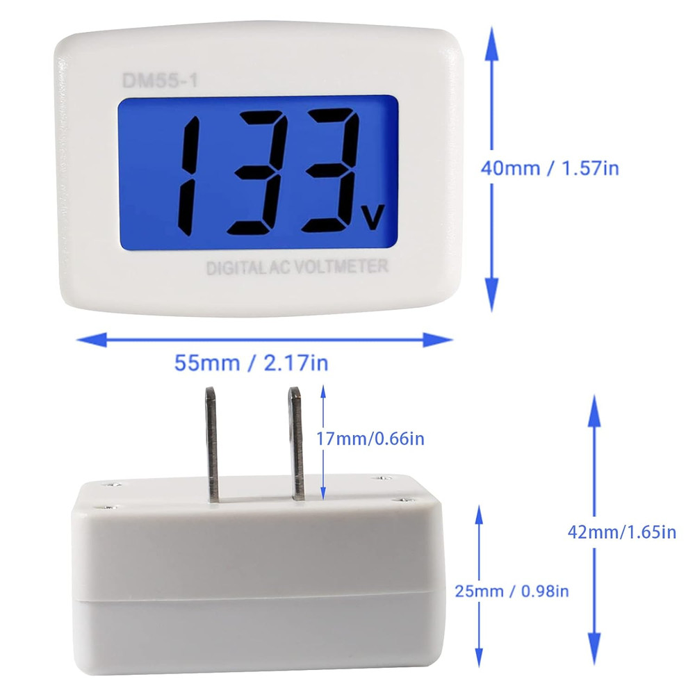 2Pcs Plug in Volt Meter, Flat US Plug AC 80-300V LCD Digital Voltmeter Voltage T