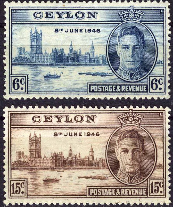 Ceylon 1946 Peace King George & Parliment Building MH (SC# 293-294)