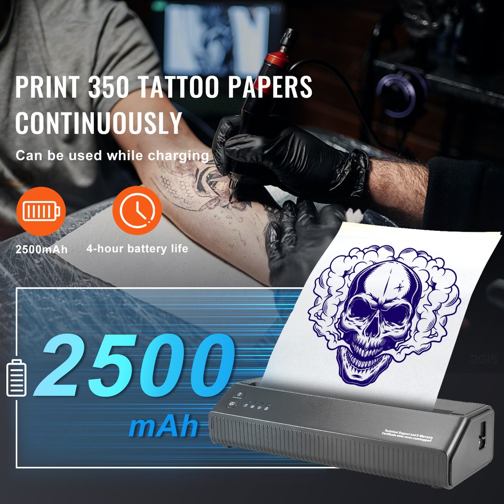 VEVOR Tattoo Transfer Stencil Printer Wireless Bluetooth 10Pcs Transfer Paper