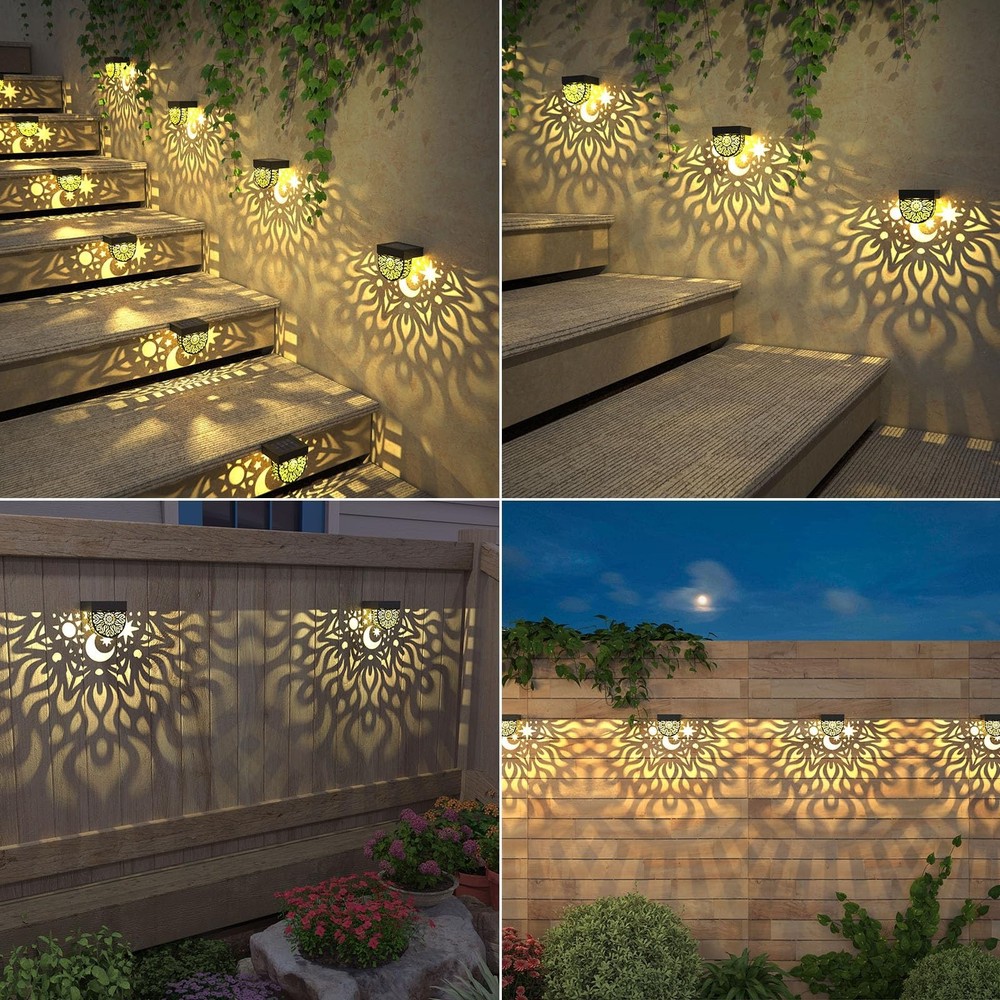 Solar Fence Lights 6 Pack Solar Deck Lights Waterproof LED Powered Step Wall ...