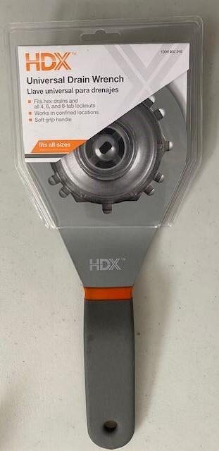 HDX 002546 Universal Sink Drain Wrench for 4,6,8 Tab Locknuts, Soft-Grip Handle
