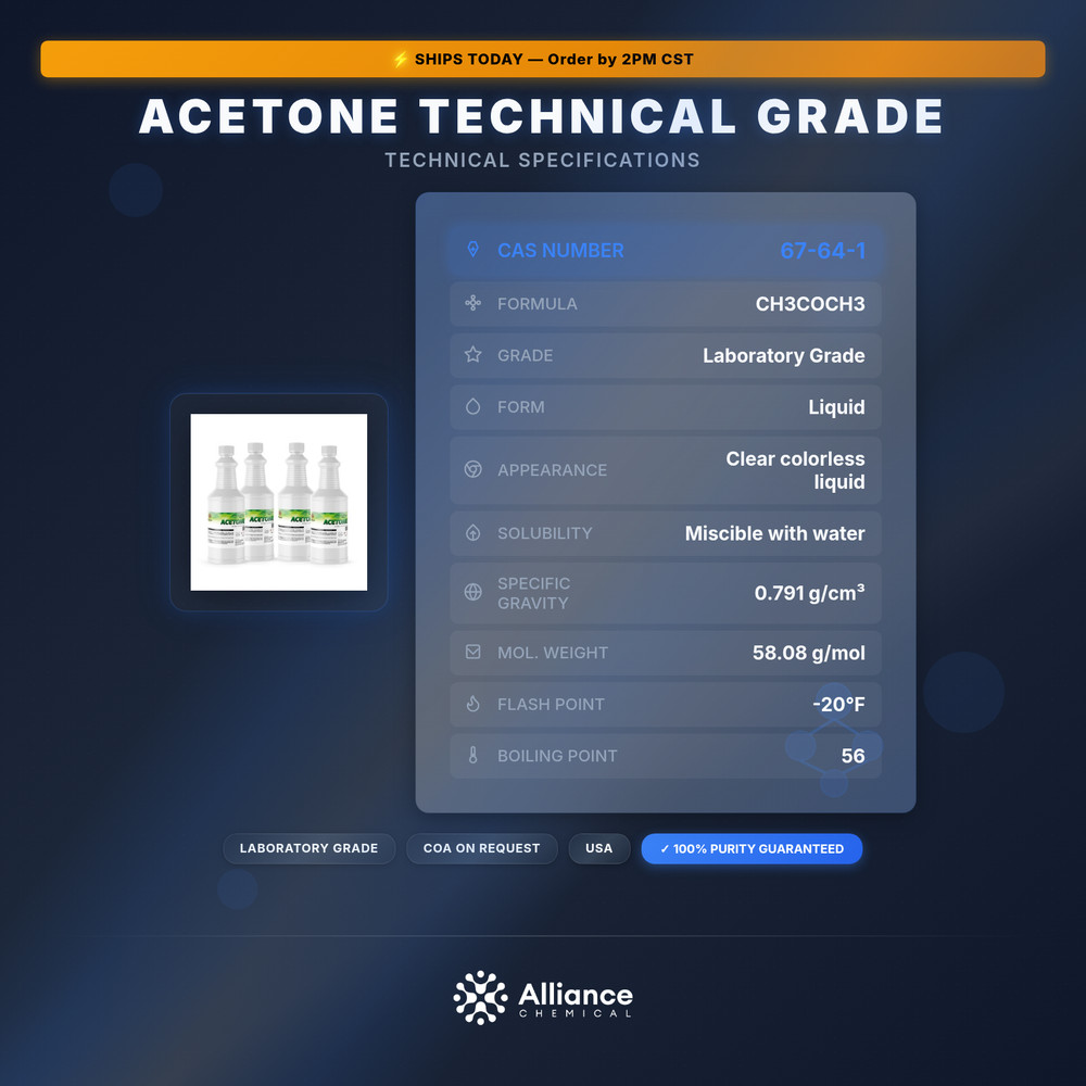 Acetone Technical Grade - 4 Quarts