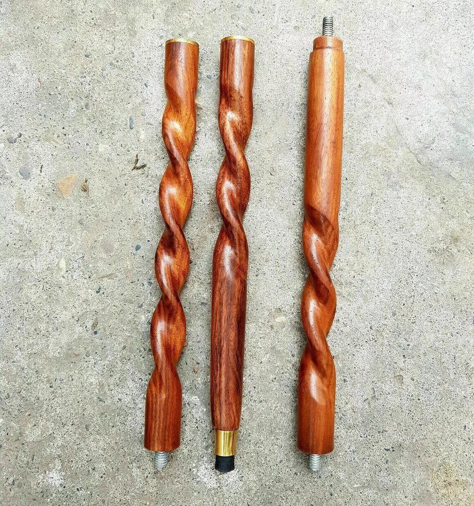 3 Fold Vintage Brass Wood Walking Stick