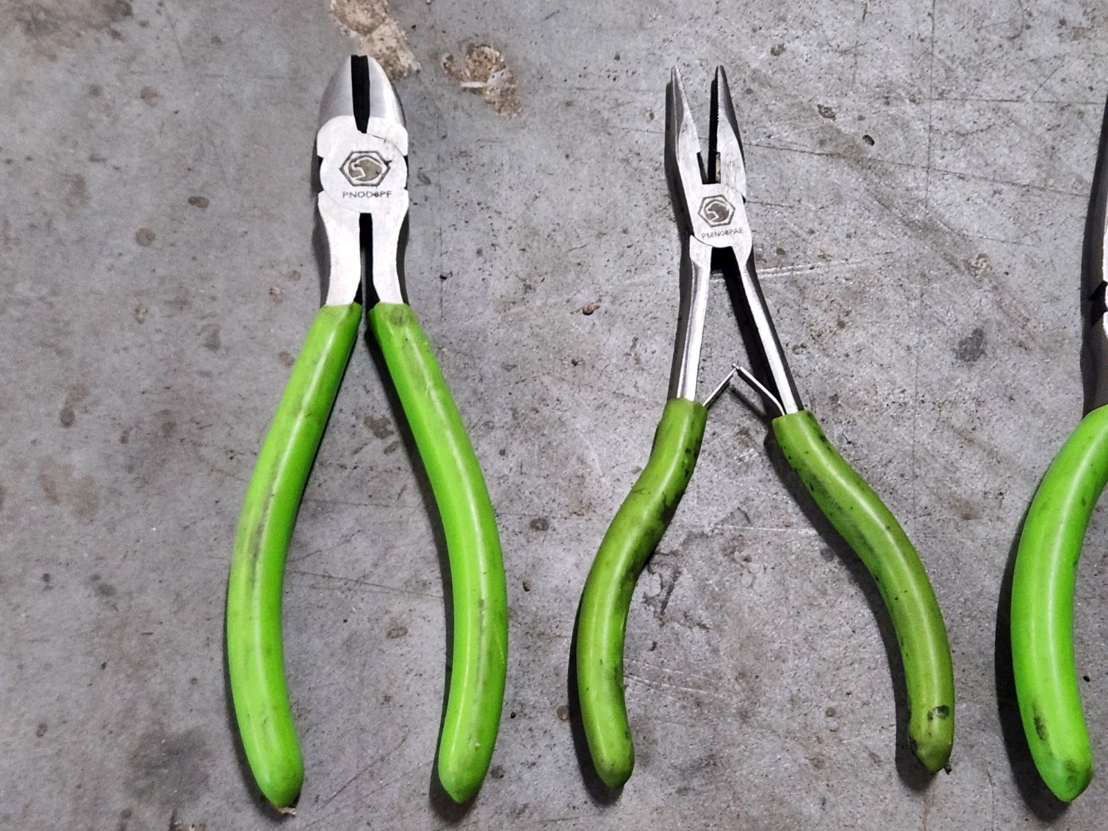 Lot 9 MATCO Mac PLIERS Cutters Needle HOSE CLAMP LONG REACH Green Red USED