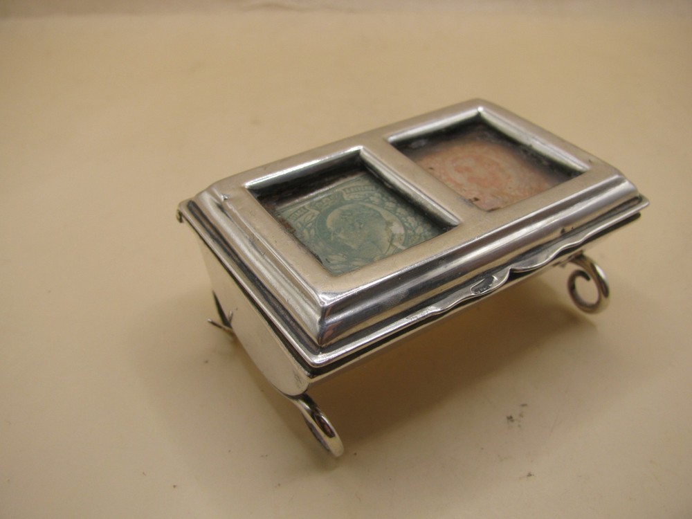 Antique Sterling Silver Table Top Stamp Box - 37.5gms