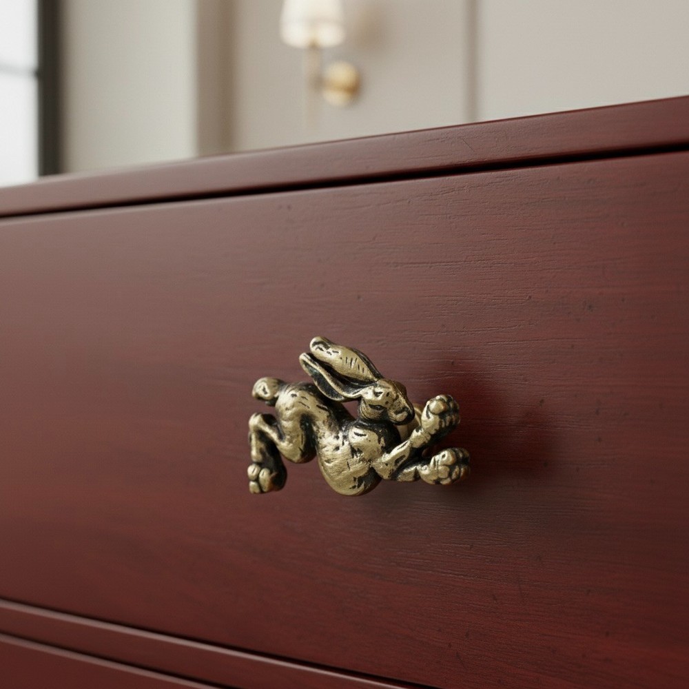 The Tangerine Store | Antique Brass Bunny Rabbit Drawer Knobs