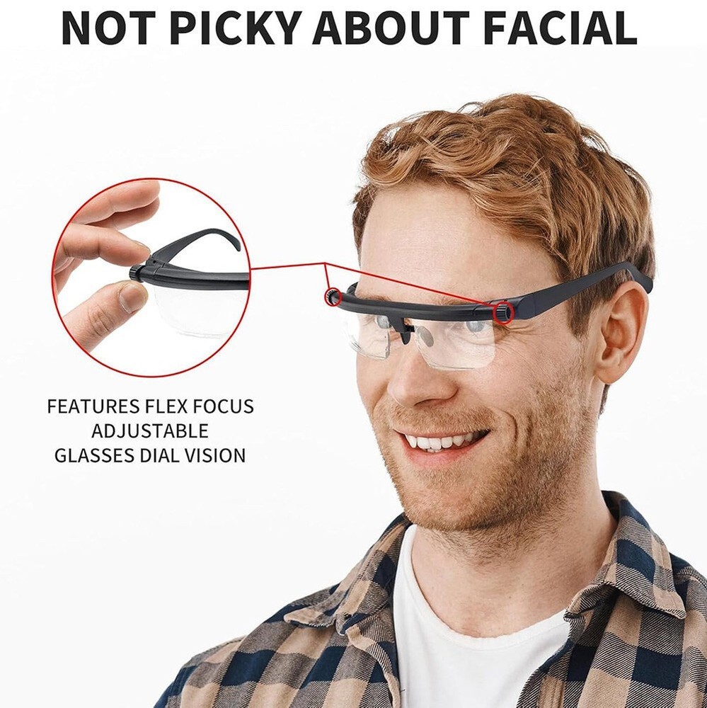 Dial Adjustable Glasses Variable Focus For Reading Distance Vision Eyeglasses US