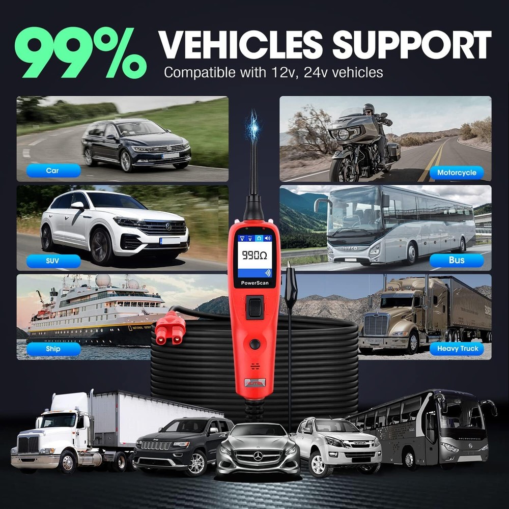 Autel PowerScan PS100 Circuit Tester Electrical Diagnostic Power Probe 12V/24V