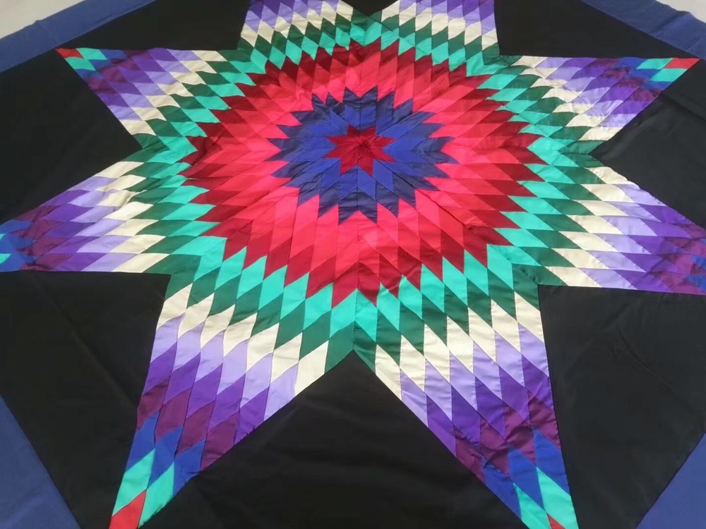 Machine pieced Star Queen Size Quilt top#J-169B