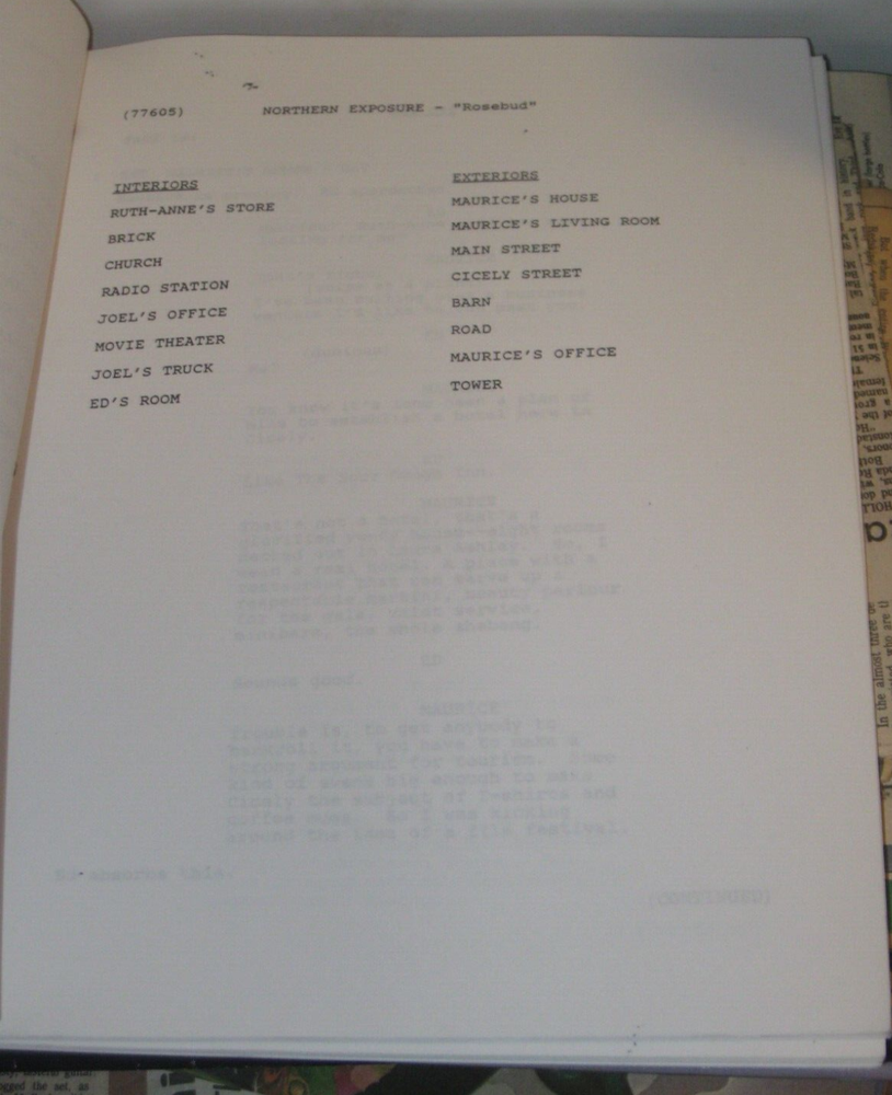 NORTHERN EXPOSURE ORIGINAL SCRIPT FOR "ROSEBUD" FINAL DRAFT SEASON 5