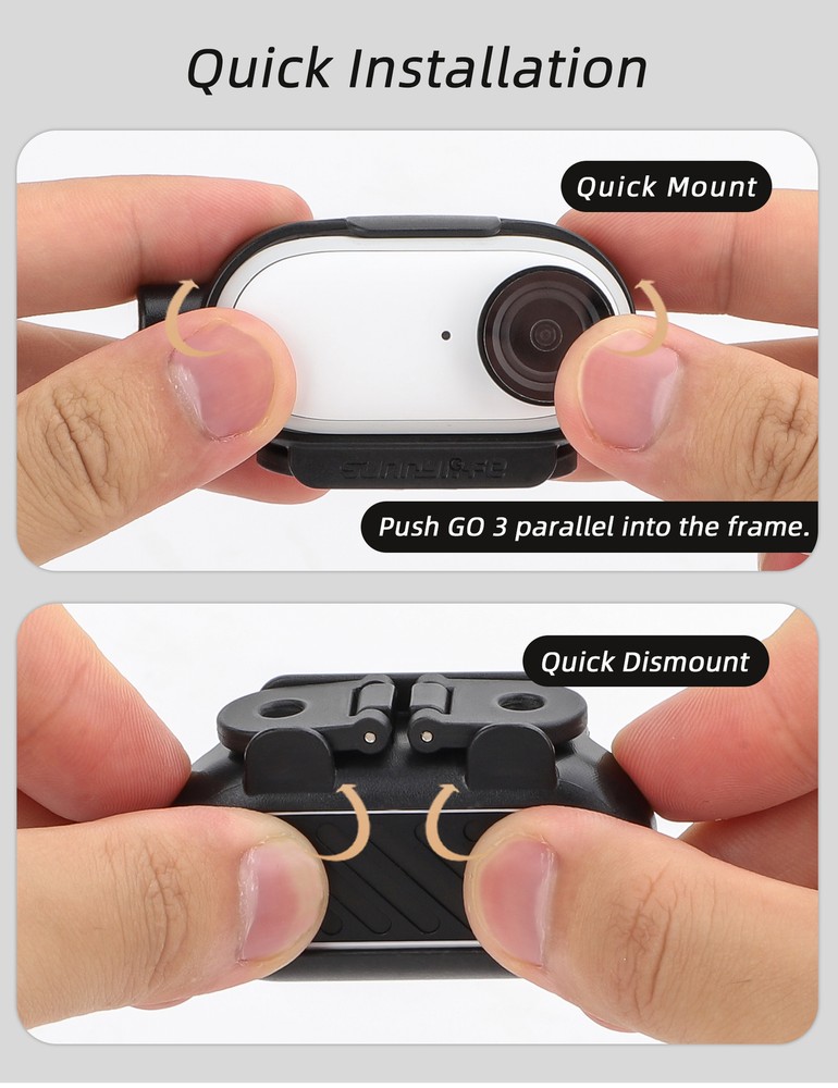 Plastic Accessory Mount Frame Camera Holder w/ Adapter for Insta360 Go 3 Camera