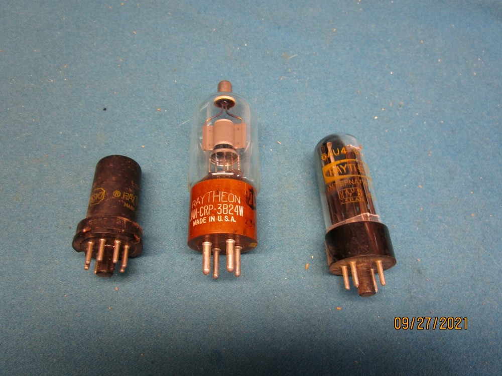 3 Used Untested Raytheon Vacuum Tubes Various Sizes and Styles