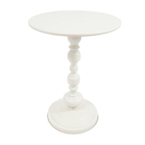 White Round End Table Sofa Side Table Retro Floor Standing Side Table