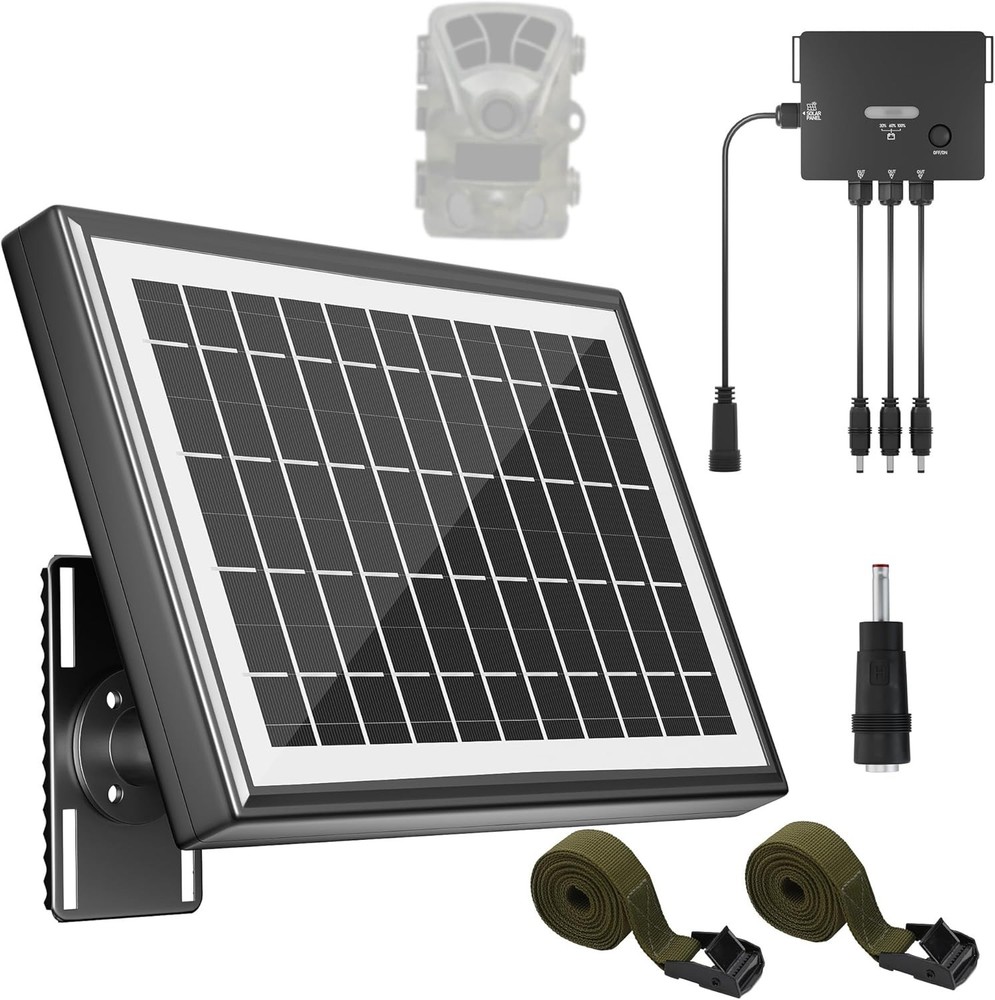 Solar Panel for Trail Camera, Solar Battery Charger with Controller and 6W