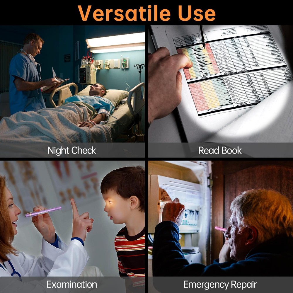 2-Pack Pen Light for Nurses â€“ Medical Penlight with One-Button Switch, Whit...