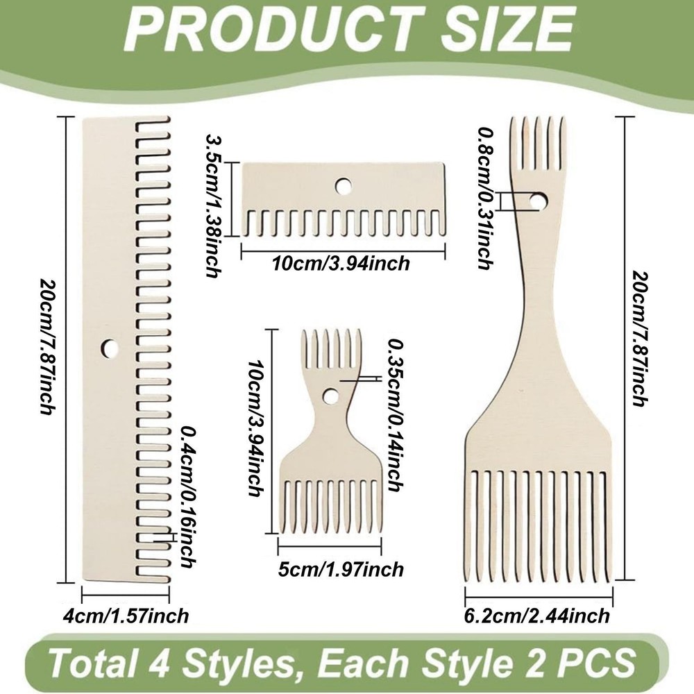Wood Weaving Loom Comb Kit Braided Tools Double Ended Versatile DIY Weave Tools