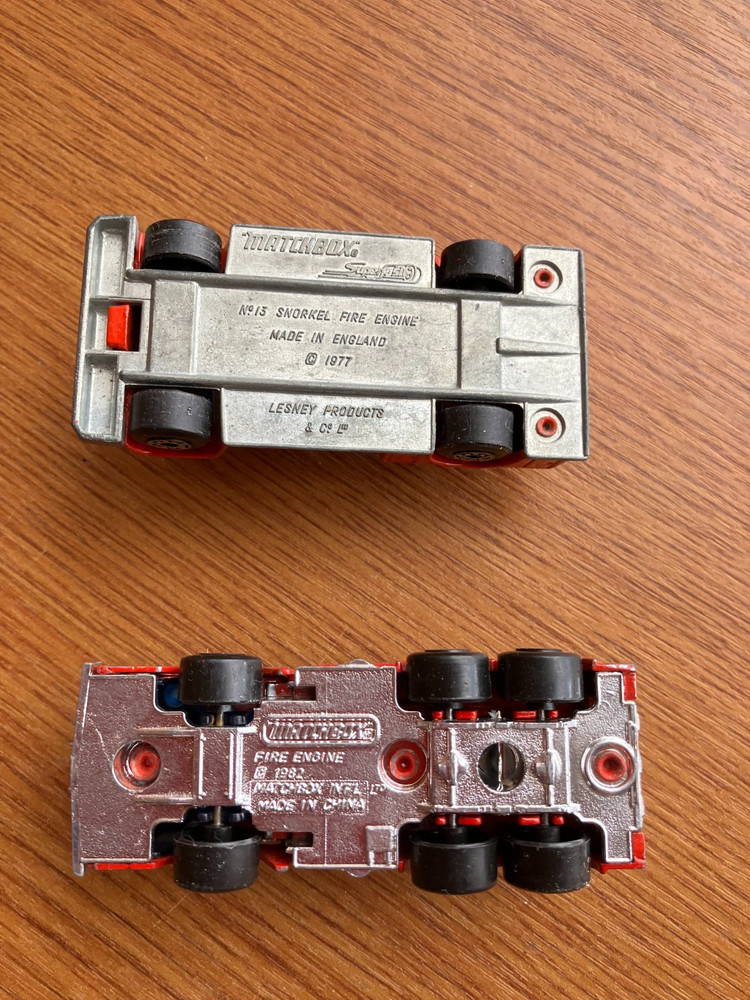 2 x Matchbox - 1982 Fire Engine plus No 13 snorkel engine, (no ladder).