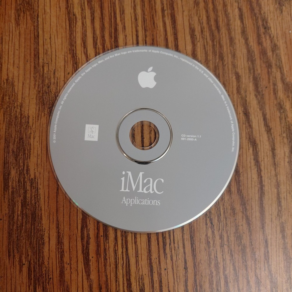 2001 Apple iMac Applications CD-ROM Macintosh Mac DISC ONLY Version 1.1