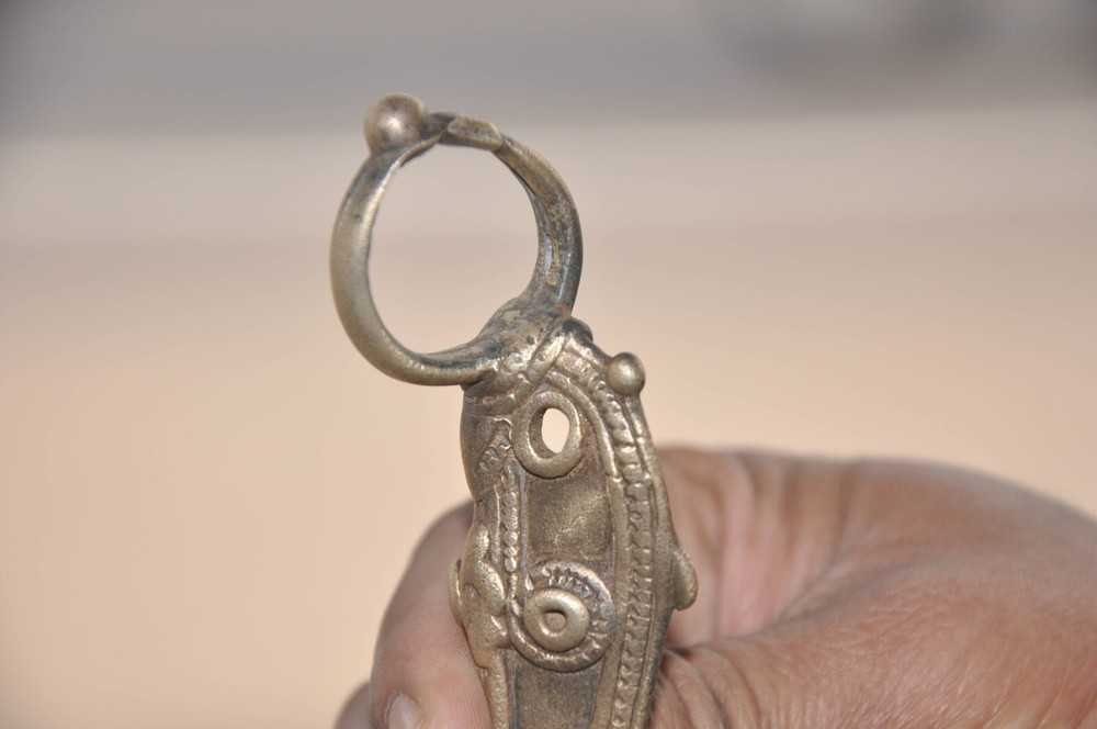 Vintage Brass Handcrafted Unique Shape Embossed Pendant